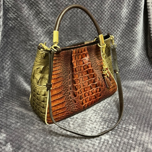 Brahmin Ruby Pecan Azuma Tri-Color Satchel Crossbody structured Bag - Picture 2 of 11